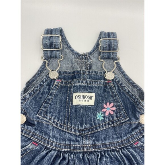 OshKosh BGosh Genuine Floral Embroidered Overalls Dress Skirt Vestbak Girls 3 Mo - Picture 4 of 11